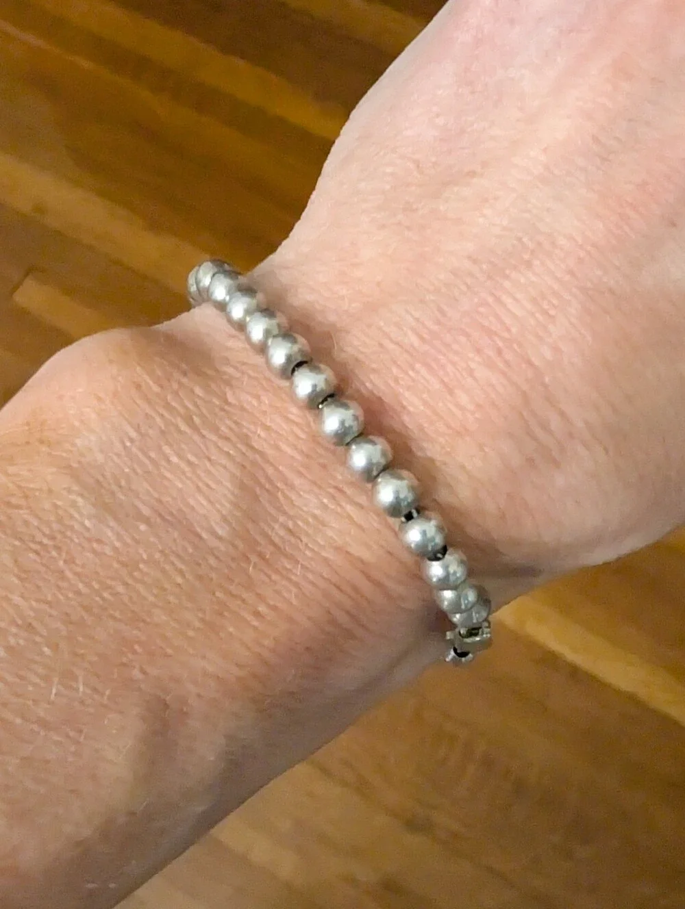 Vintage Unisex Sterling Silver Ball Bead Bracelet Made in Italy